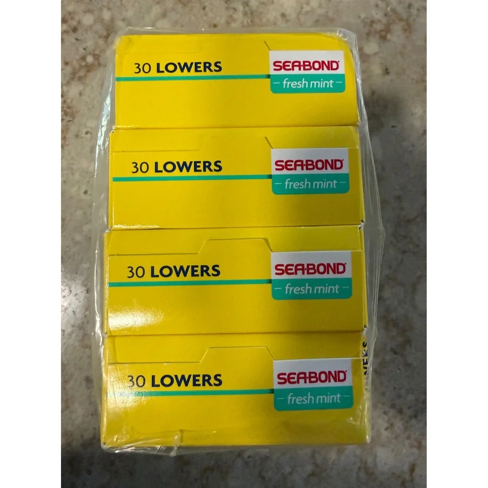 Sea-Bond Denture Adhesive Seals Lowers Fresh Mint 30ct 4-Pack 120 Total Seals